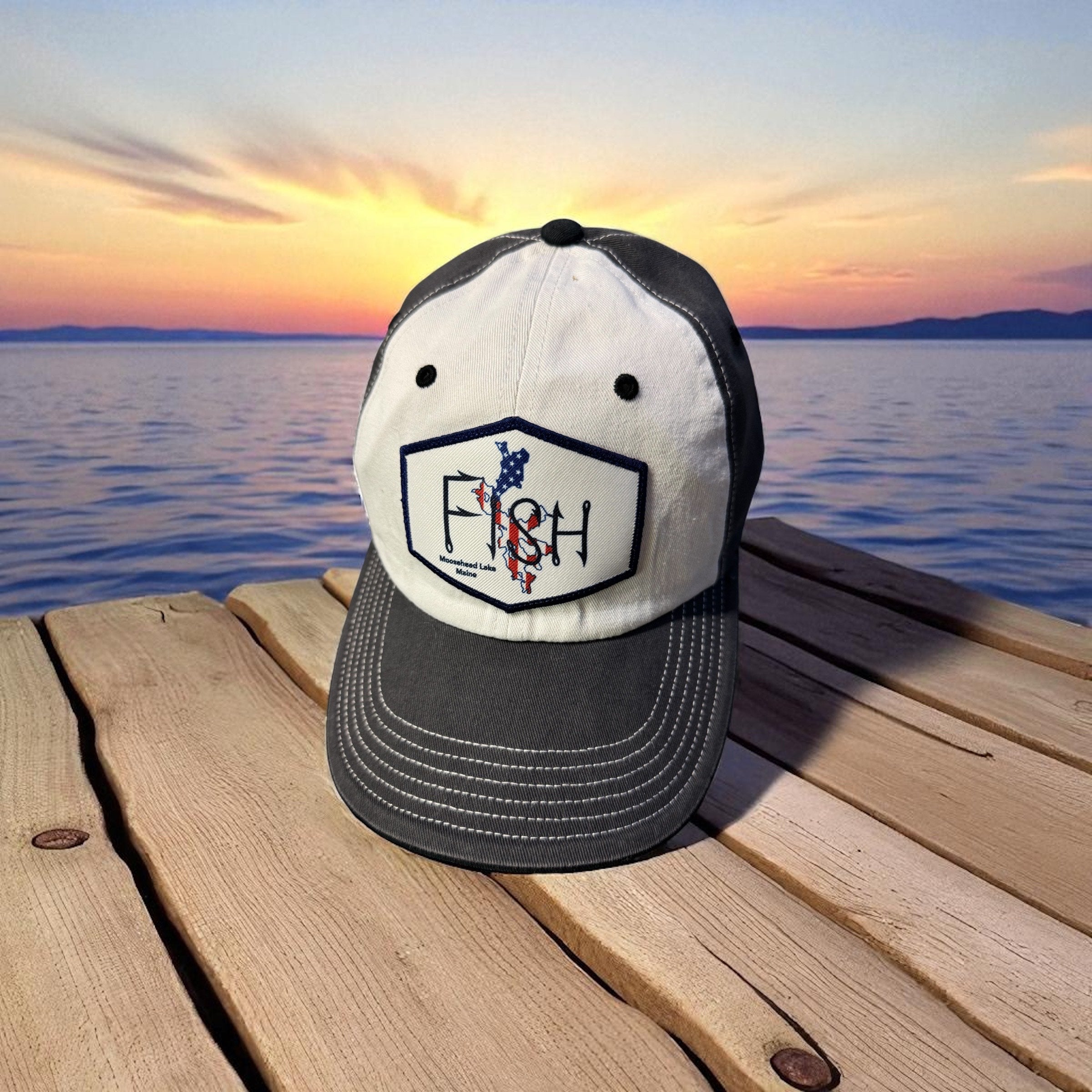 FISH 322 Richardson Washed Chino Hat - White/Charcoal/Navy