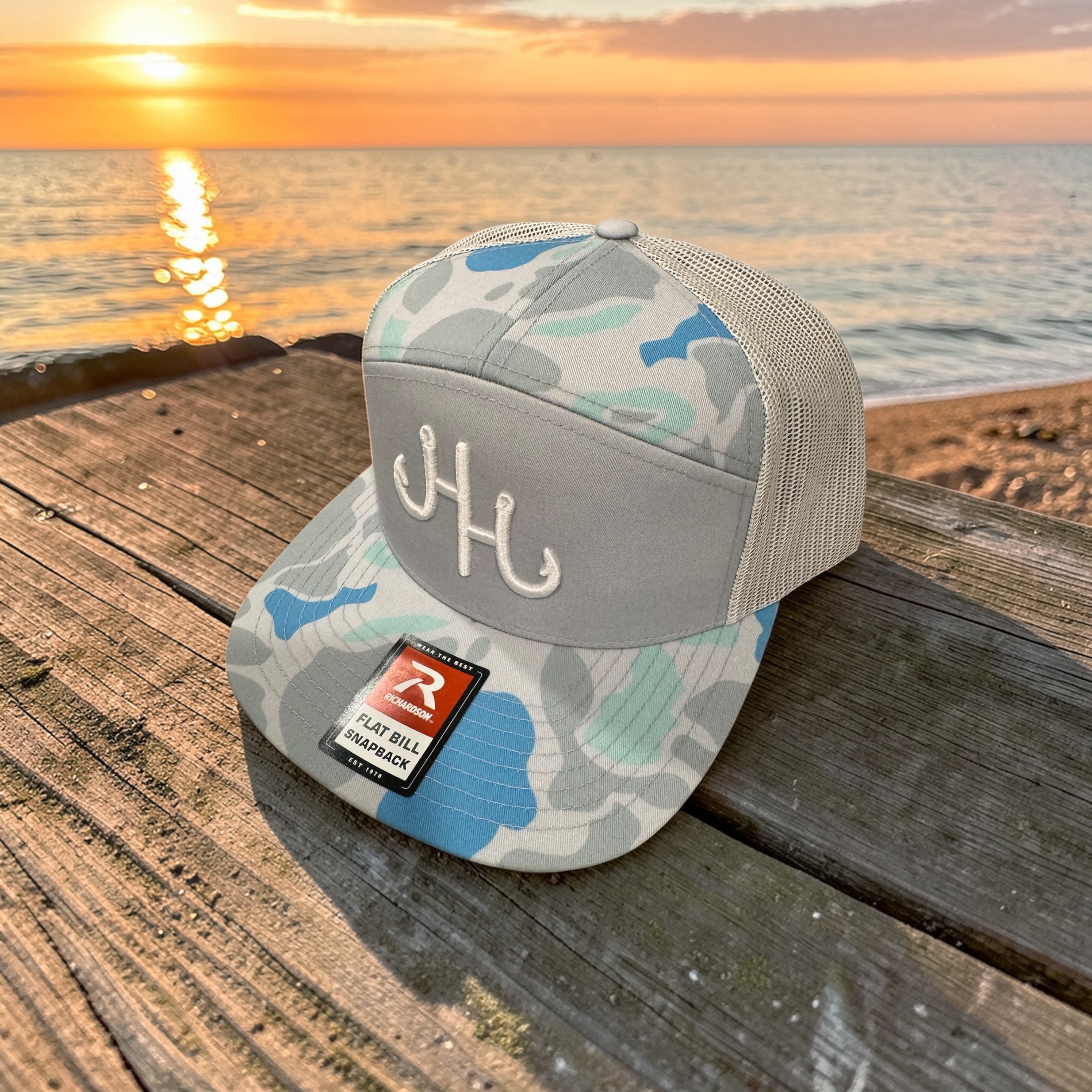 Richardson Flat Bill Snapback - Saltwater Camo/Grey