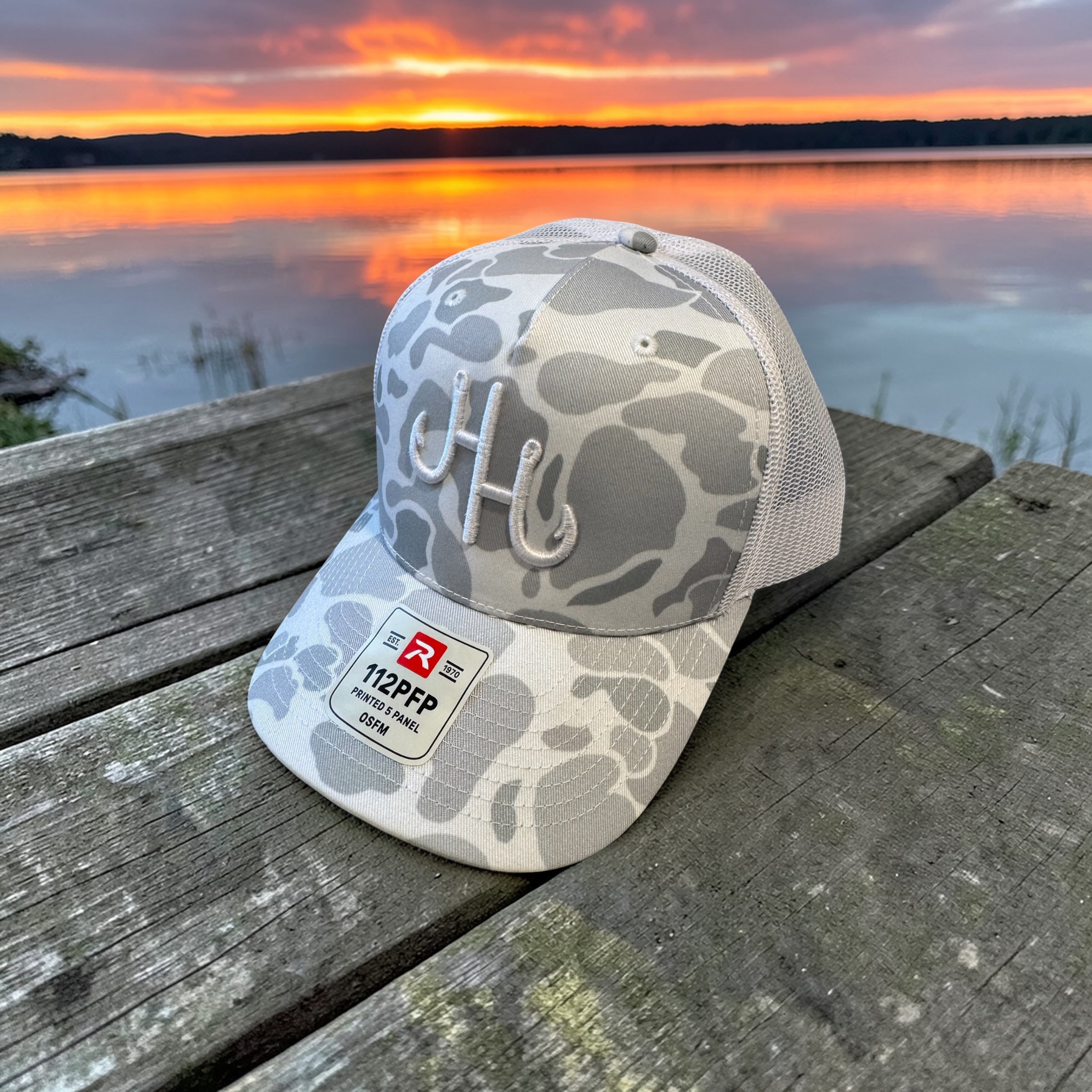 Richardson 112 PFP Blizzard Camo Hat - White with grey camo