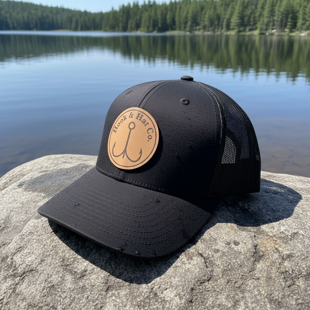 Richardson 112 Trucker Hook & Hat Patch Hat - Black/Black